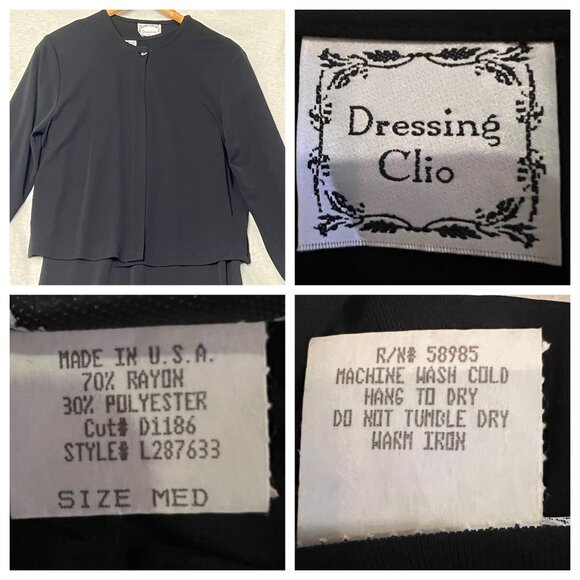 VTG Dressing Clio Women's  Dress Cardigan Set  Medium Black Maxi USA flaw - Picture 8 of 16